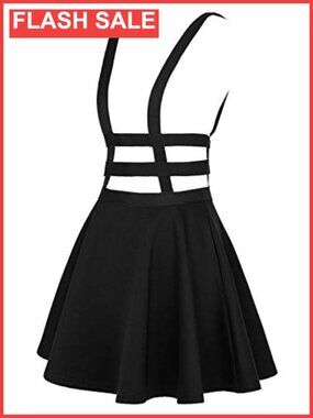 Women's High Waist Suspender Skater A-Line Mini Skirt Gothic Punk